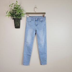 American Eagle Jegging Mid Rise Light Wash Skinny Stretch AE 0 Jeans